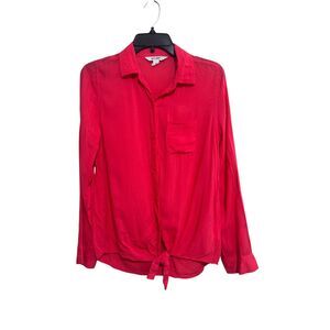 Old Navy Fuchsia Long Sleeve Tie-Front Shirt Size S – Casual Lightweight Blouse